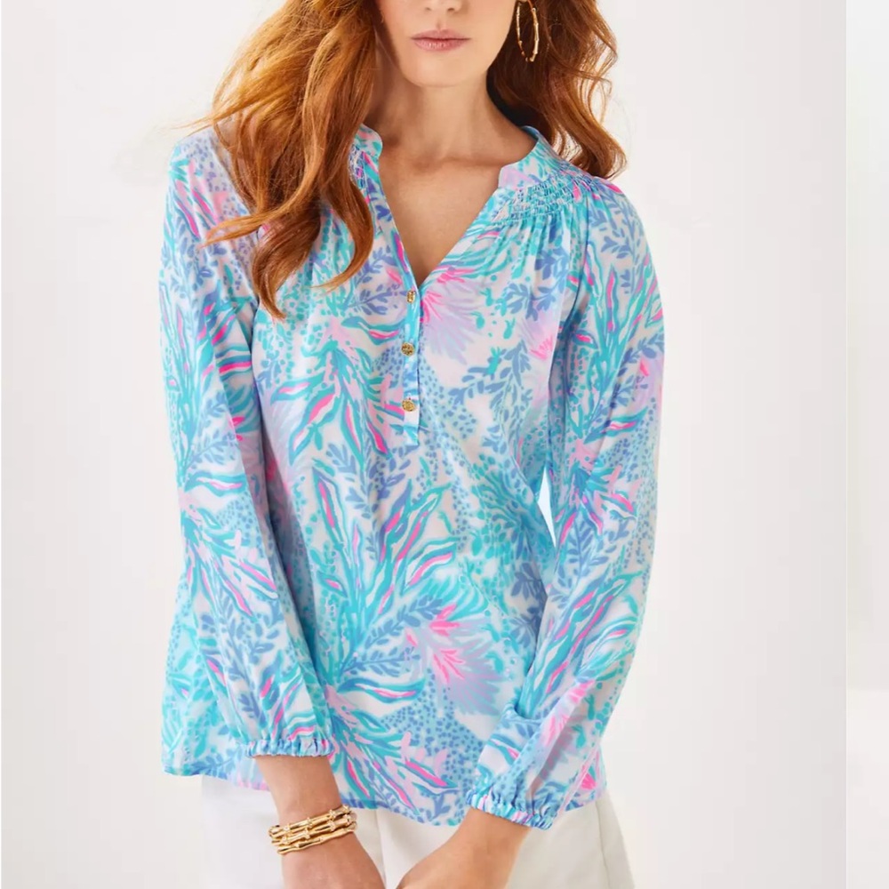Lilly Pulitzer Elsa Silk Top- Multi Via Del Mar